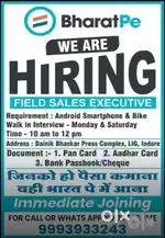 JOB IN FIELD SALES IN BHARAT PAY BEST PAYOUT