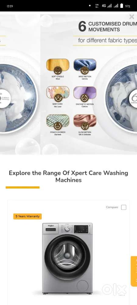 Whirlpool 6th sense washing Machine automatic