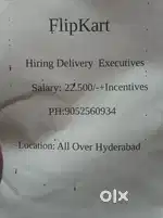 Wanted delivery boys @all over hyderabad
