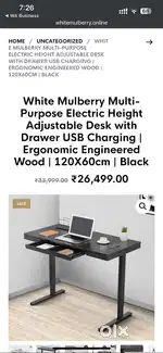 MultiPurpose Electric Height Adjustable Desk with Drawer USB Charging