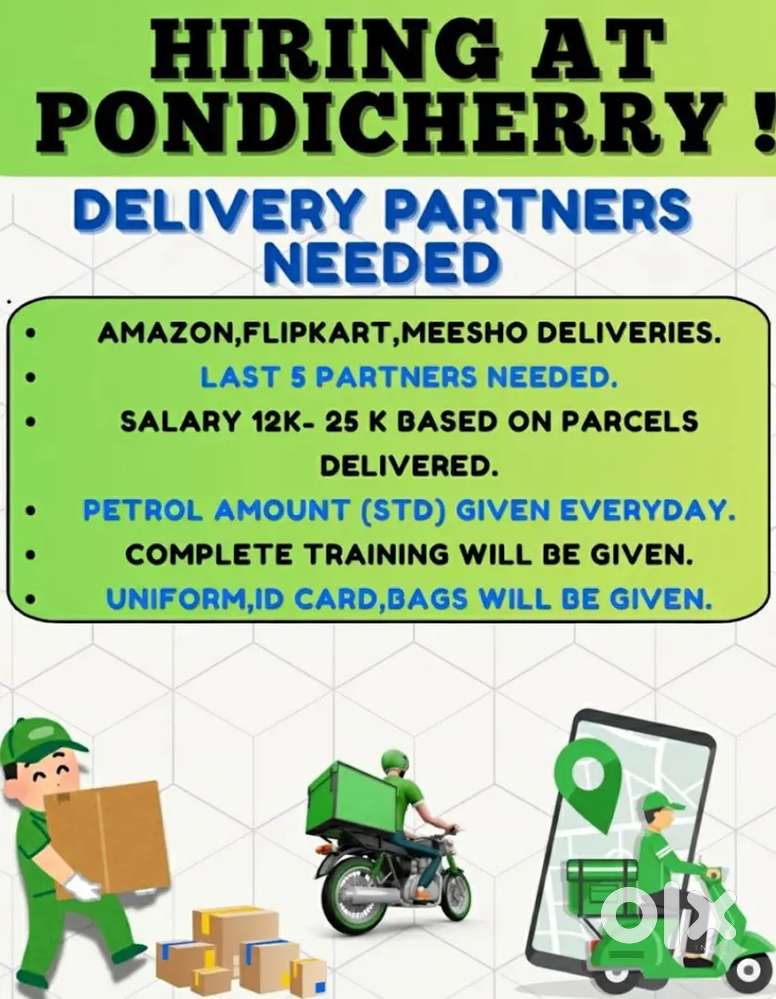 Delivery partners required in pondicherry