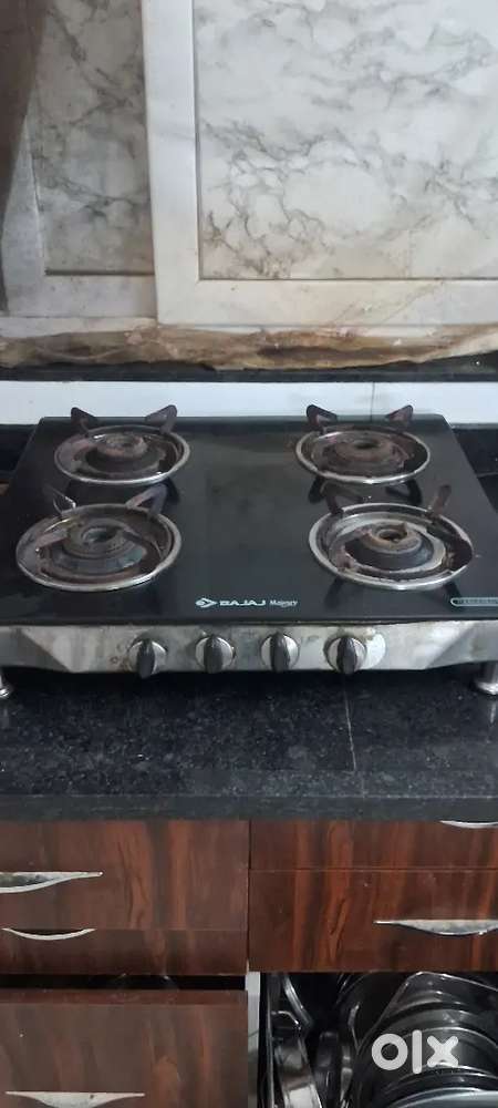 4 Burner Gas Stove with Glass Top
