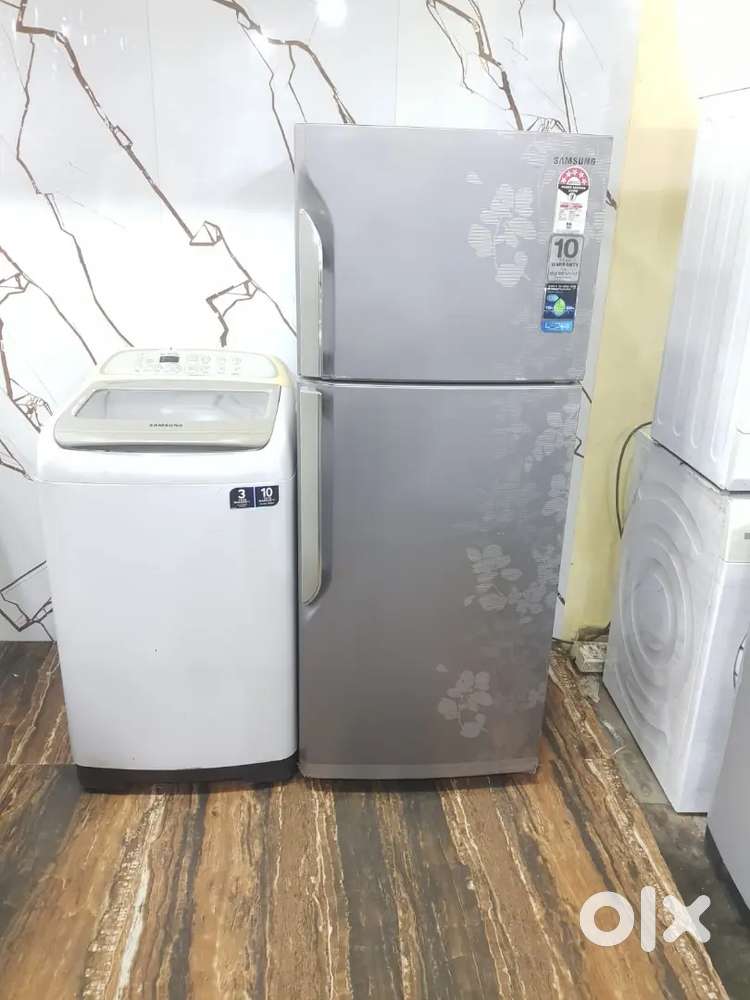 Samsung double door refrigerator and Samsung top load washing machine