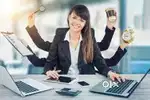 Good looking female receptionist office work