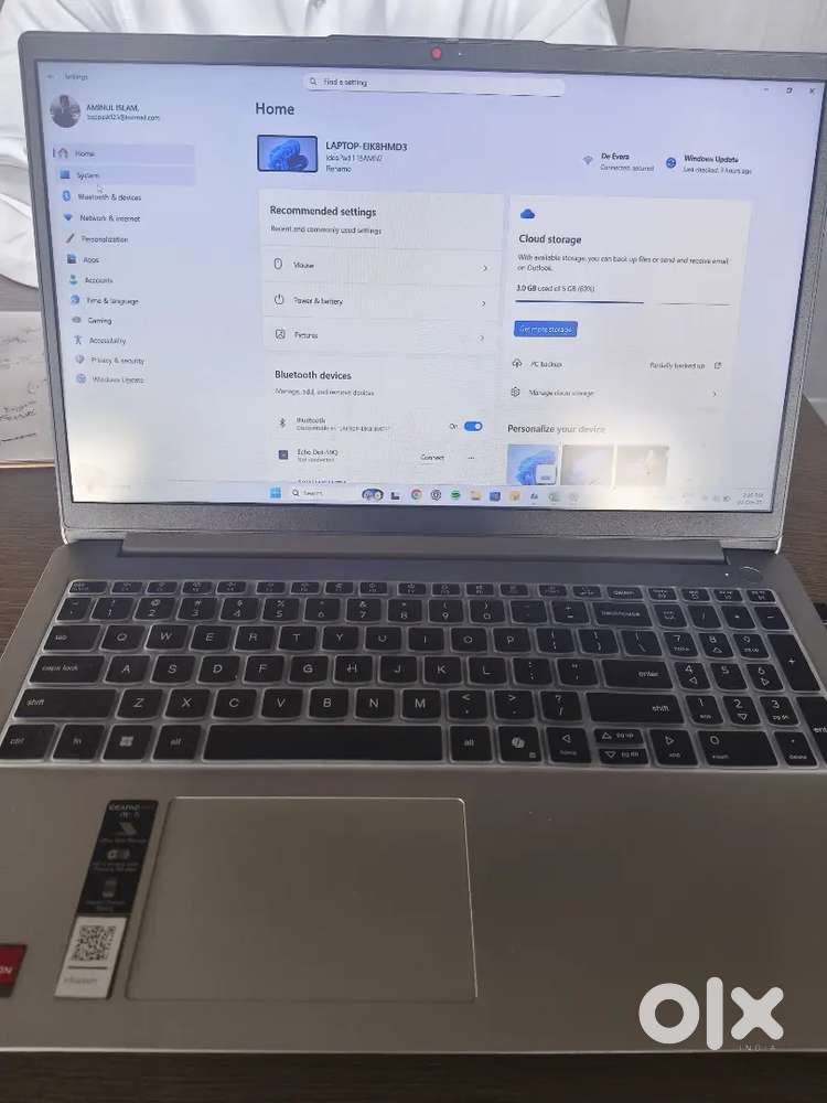 LENOVO LAPTOP - EIK8HMD3 ram 8gb, memory 512 gb