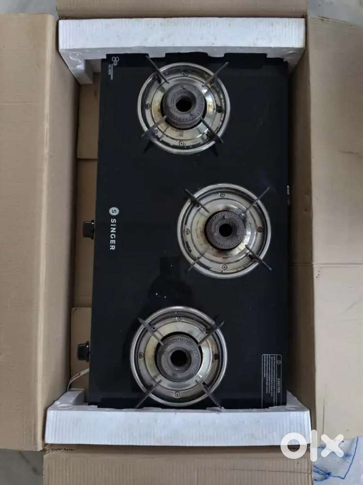 3 Burner Glass Top chullha with HP cylinder