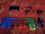 Gaming rgb keyboard mouse mobile stan 4port hub combo set