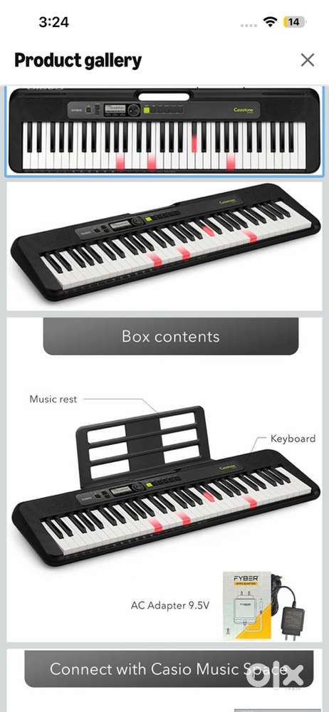 Casio 61 Keyboard with stand and cover