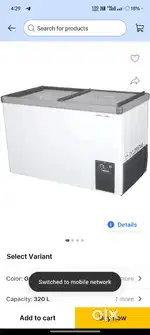TATA Voltas 440 litre deep freeze