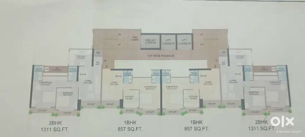 Available 2bhk with 1bhk jodi for sale Nerul 2.7cr