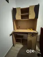 Wooden computer table with extra table