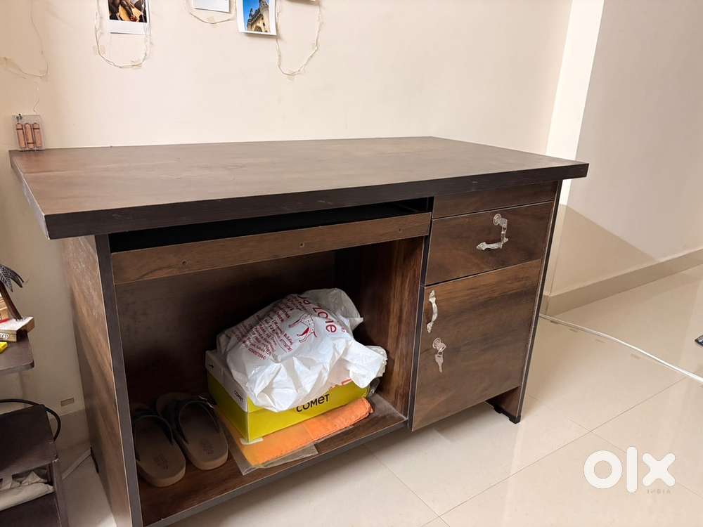 Wooden Study/Computer Table, with drawer & cabinet.