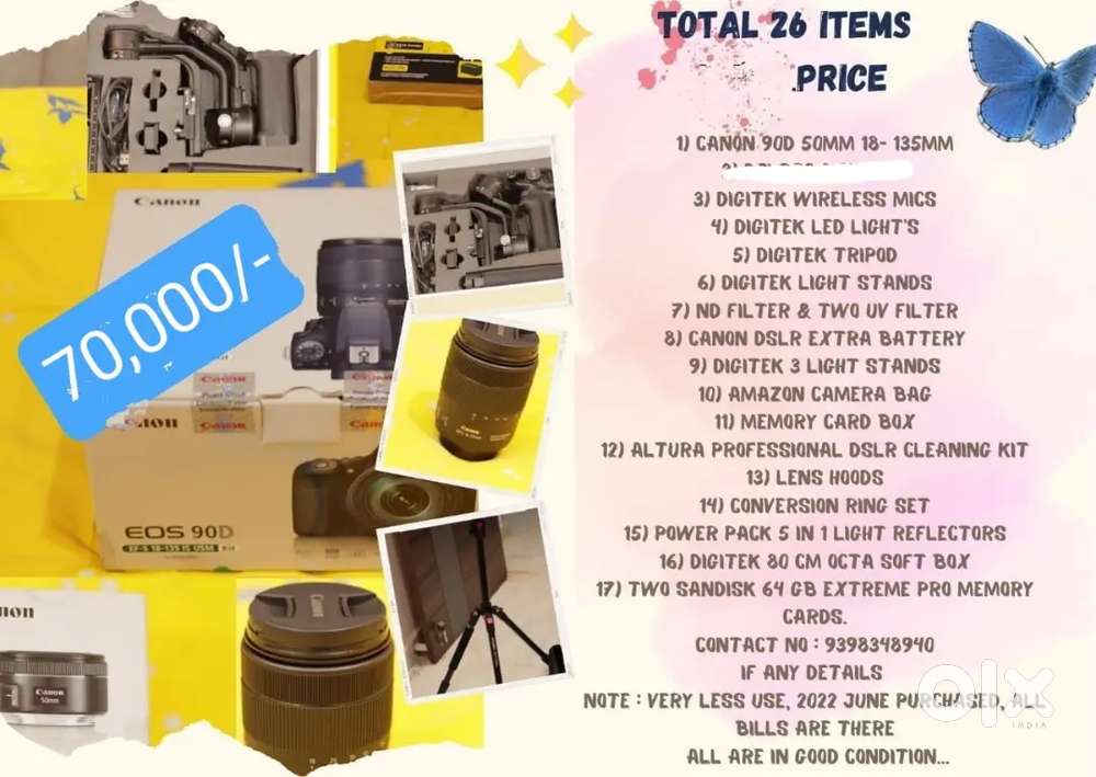 Canon 90D + 25 items @ 70,000.