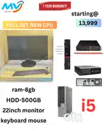 Ram - 8GB DDR3  Hard disk - 500GB  Monitor  Keyboard Mouse  Replacemen