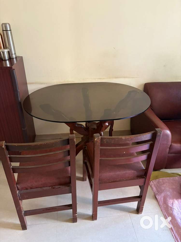 Teak wood dining table with 4 chairs n centre table -15000