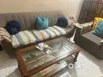 Three year old Paperfry sofa 3+1+1 with center table