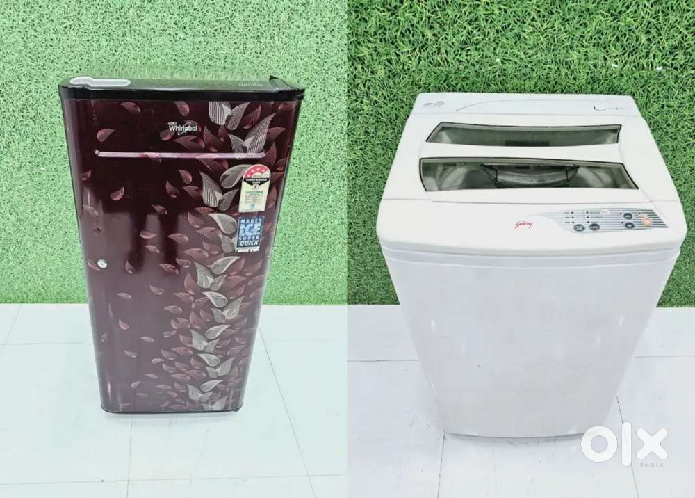 #$¥ Whirlpool single door fridge & Godrej top load washing machine