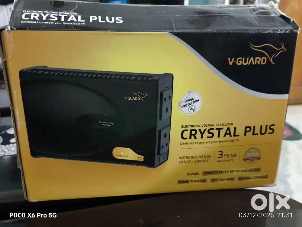 Vguard Crystal plus stabilizer 90V to 290V working range