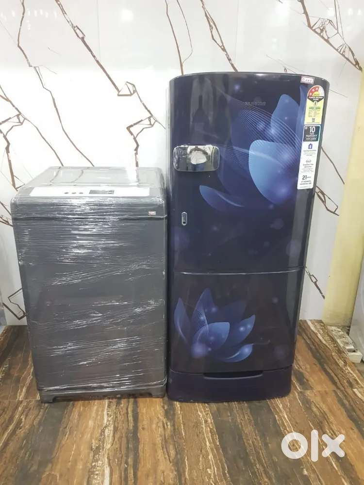 Samsung single door refrigerator and whirlpool top load washing machin