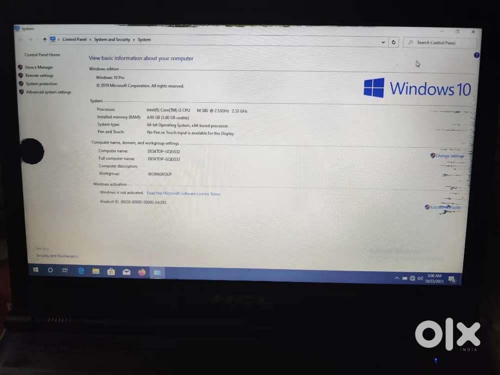 HCL ME INTEL I3 1ST GENERATION 4GB RAM 500 GB HARDDISK