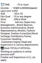 Receptionist,Sales executive and costumer care