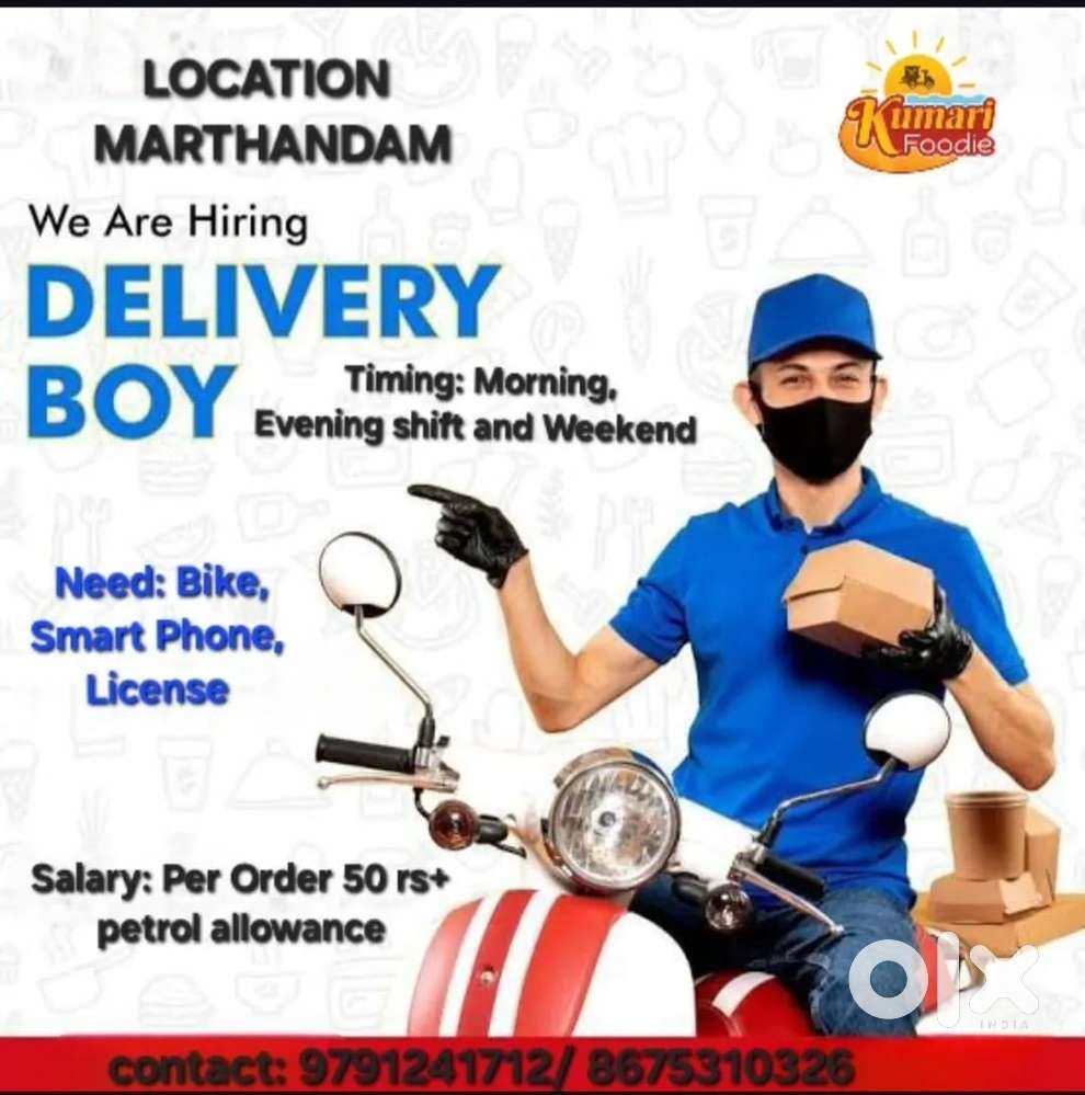Wanted delivery boys for Kumari foodie Online food delivery