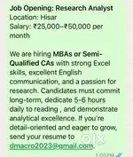 Job Opening: Research Analyst