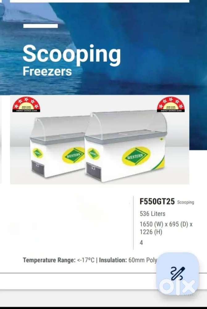 Western 536litre scooping freezer