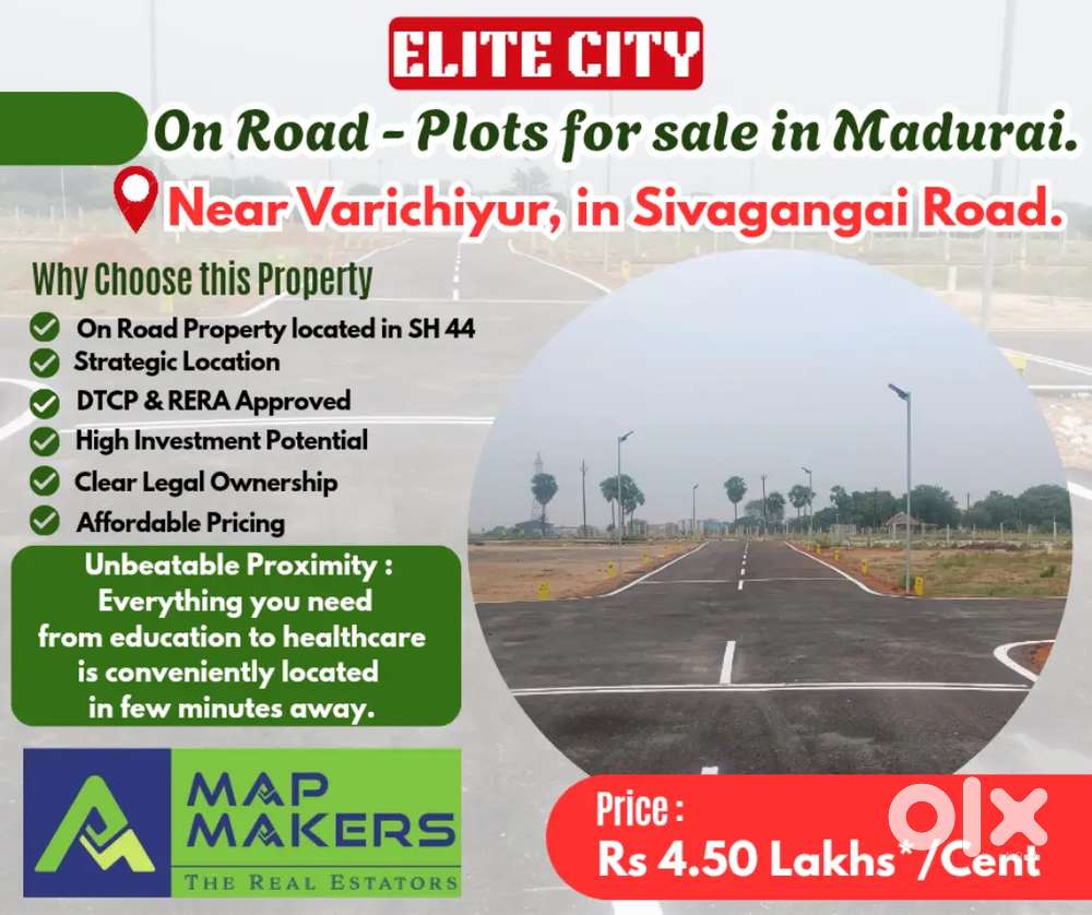 On Road Plots for sale in Varichiyur in Sivgangai Road in Madurai