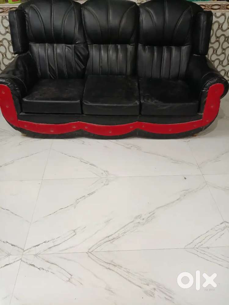 Wooden And Leather Sofa 3In1 Seat