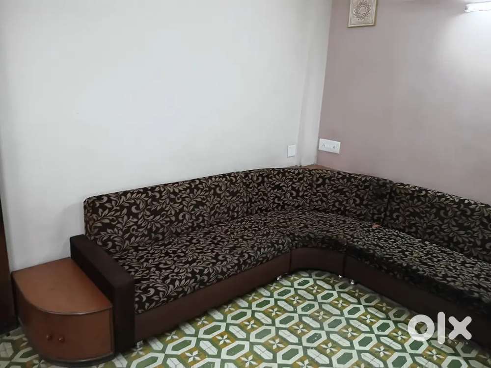 L type sofa for leaving room heavy wooden box with side table  storage