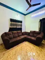 6 seater l shape corner set sofa with glass tea pai