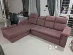 L shaped 6 seater sofa with convertible bed and storage