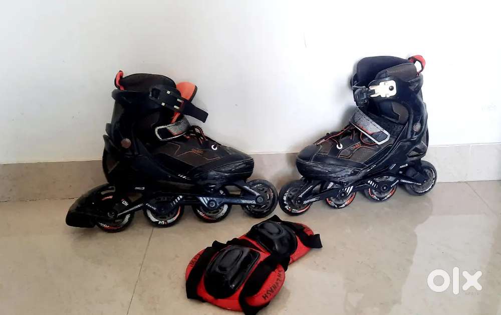 OXELO Inline Adjustable Skates with Knee Gaurd