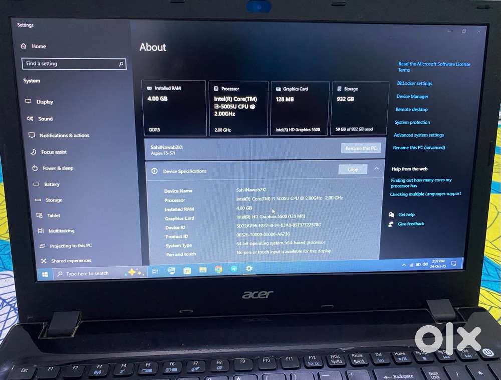 Acer Aspire laptop