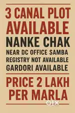 Plot avialable at nanke chak near dc office samba