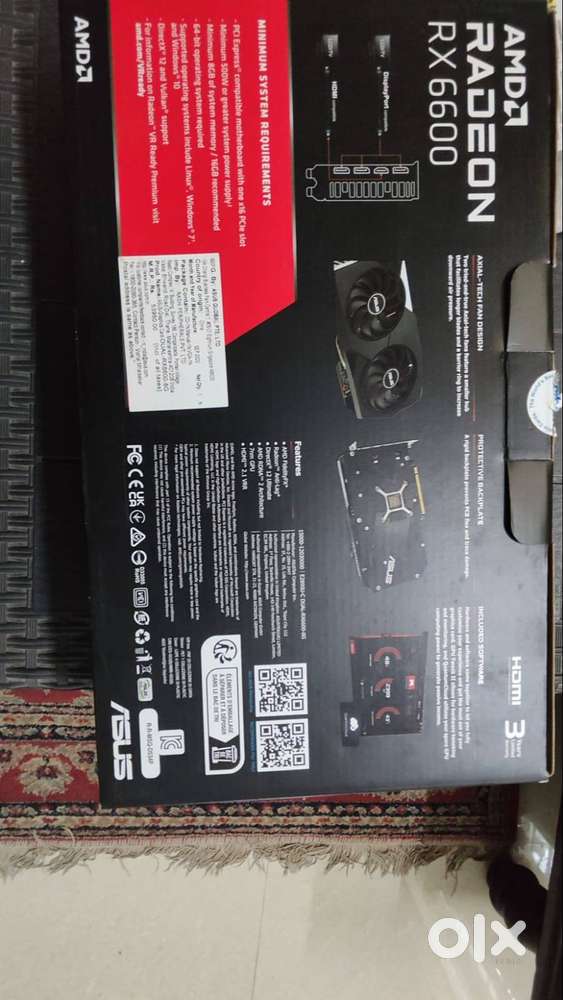 Graphic card- Asus Dual AMD Radeon RX6600-8GB memory-purchase 1-jan-23