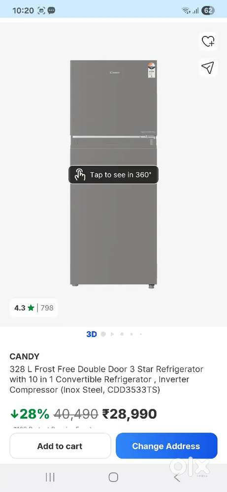 Candy 328 liter double door