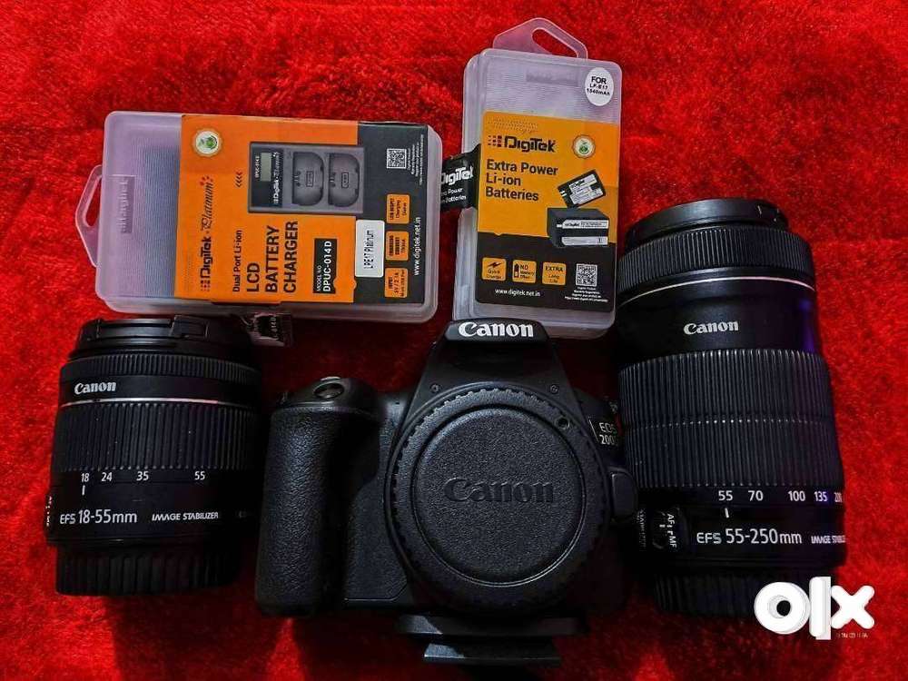 canon 200d II  18 -55 + 55 - 250mm lens + tripod + uv lens protection