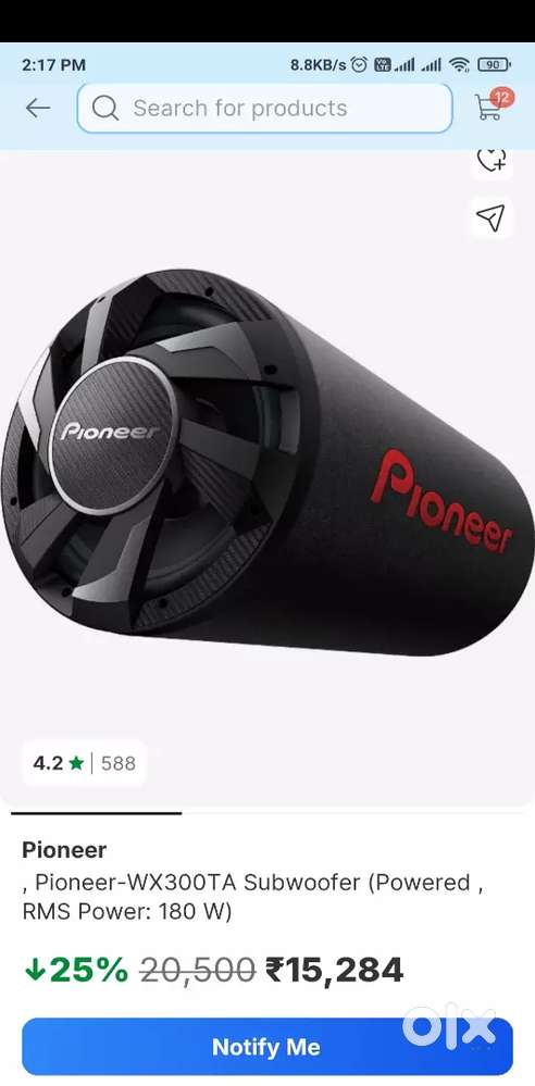 Pioneer bass tube inbuilt amplifier