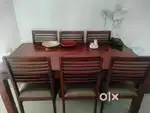 6 Seater Sheesham Wood Dining Table with Cushioned Chairs