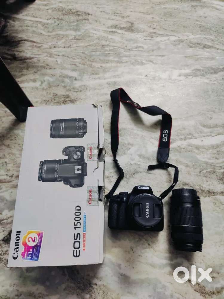 Canon 1500D DSLR with Dual Lens(18–55mm & 55–250mm)–Like New Condition