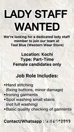 Lady Staff Wanted