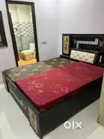 Wooden Double Bed with Mattress – Good Condition