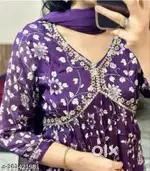 Women Floral Printed Aaliacut kurta, Pant and Dupatta set