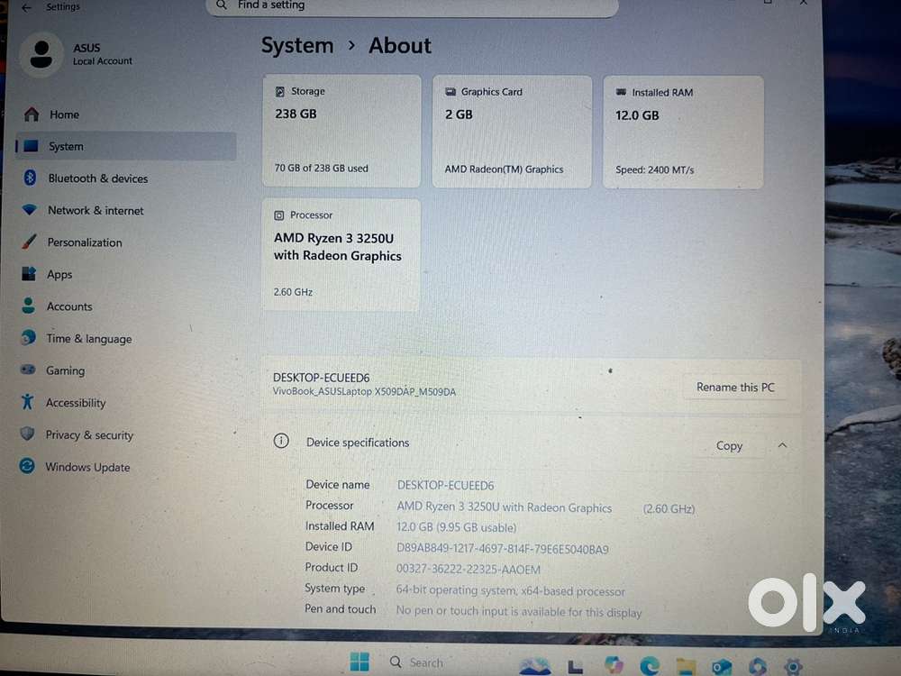 vivobook asus laptop x509dap m509da