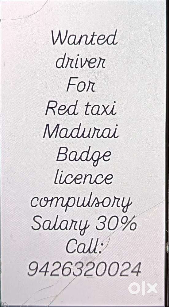 Driver want for red taxi wagonr CNG madurai badge licence compulsory