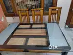 Glass Dinning Table with 6 teak wood chairs