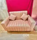 Pink leather sofa-2 seater