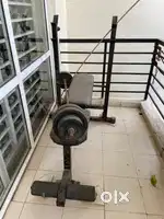Home Gym - Chest Bench | 16 Kg Plates | Ab Maker Roller | Yoga Ball